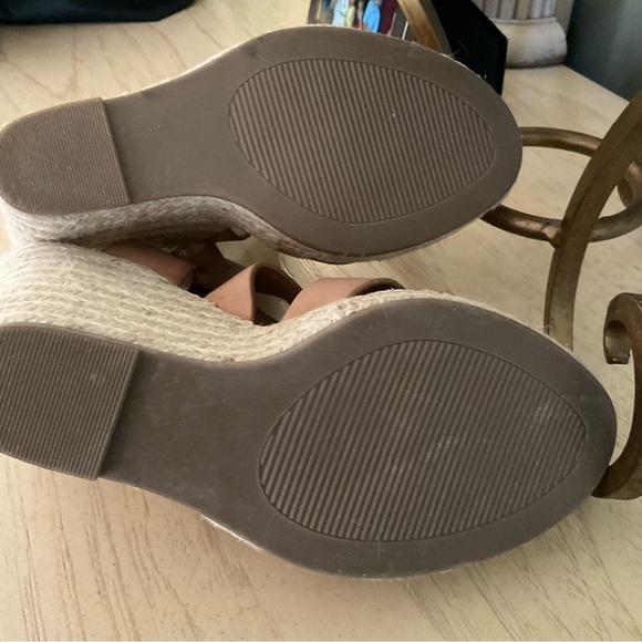 Woman's Neutral Adjustable Buckle Rounded Toe Wedge Heel Shoe - Picture 5 of 8